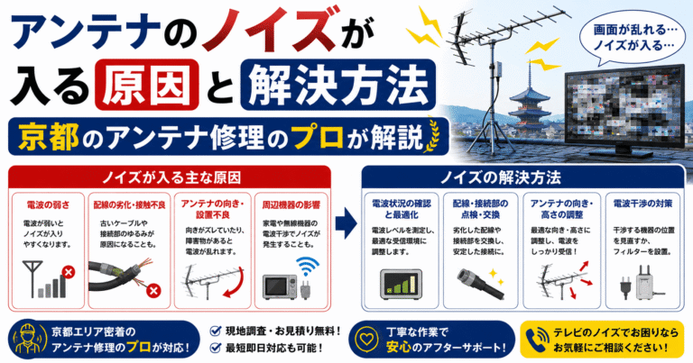 テレビ画面にノイズが入った状態のイメージ｜アンテナ修理ドットコム